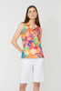 Image of Compli K Tropical Print Sporty Sleeveless Polo Top - Multicolor