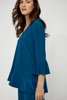 Image of Compli K V-Neck Bell Sleeve Peplum Hem Jersey Knit Tunic - Teal