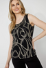Image of Compli K Sequin Embellished Abstract Print Camisole - Black/Gold