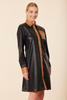 Image of Dolce Cabo Vegan Leather Color Block Tunic Dress - Black/Brown