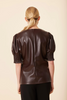 Image of Dolce Cabo Vegan Leather Puff Sleeve Top - Coffee