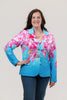 Image of Dolcezza Summer in Santorini Print Blazer - Blue/Pink/Multicolor