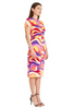 Image of Donna Morgan Front Twist Detail Abstract Print Dress - Orange/Multicolor *Take 35% Off*