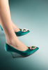 Image of J. Reneé Ezara Jewel Buckle Satin Pump - Emerald