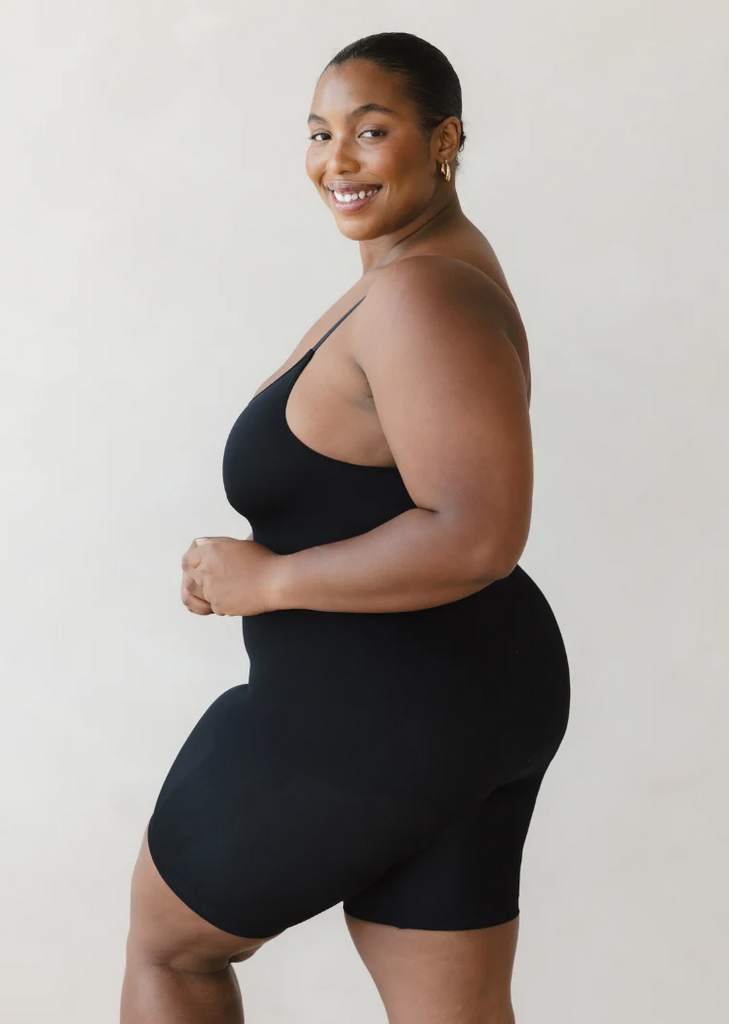 Elietian Mid-Thigh Sculpting Shapewear Curvy Fit - Black