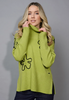Image of Picadilly Floral Embroidery Cowl Neck Sweater Tunic - Leek