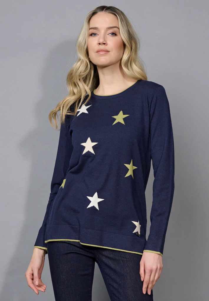 Picadilly Multi Star Sweater - Navy/Multicolor