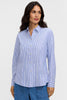 Image of Foxcroft Dianna Essential Cotton Pinpoint Non-Iron Shirt - Blue/White Stripe