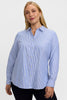 Image of Foxcroft Dianna Plus Size Essential Cotton Pinpoint Non-Iron Shirt - Blue/White Stripe
