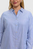 Image of Foxcroft Dianna Plus Size Essential Cotton Pinpoint Non-Iron Shirt - Blue/White Stripe