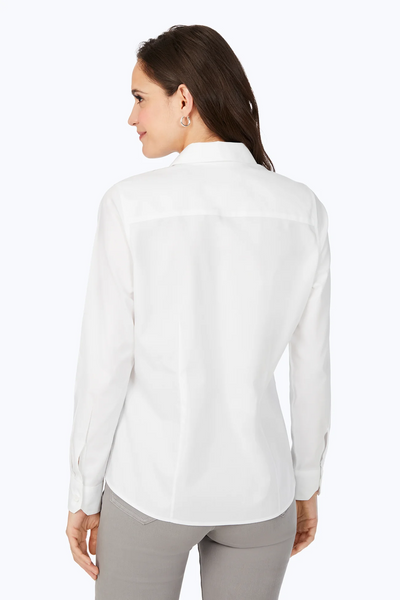 Foxcroft Dianna Essential Cotton Pinpoint Non-Iron Shirt - White
