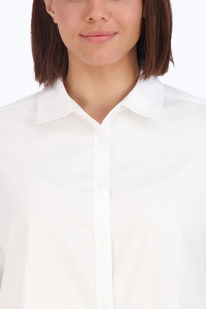Foxcroft Dianna Plus Size Cotton Essential Pinpoint Non-Iron Shirt - White