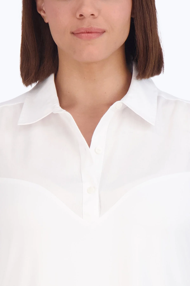 Foxcroft Plus Size Sasha Knit/Woven Sleeveless Layering Tunic - White