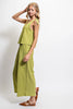 Image of GiGiO Set Illusion Shoulder Tie Crinkle Textured Jumpsuit - Green
