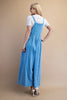 Image of GiGiO Mineral Wash Button Strap Pleated Jumpsuit - Denim Blue