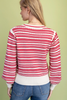 Image of GiGiO Bow Detail Striped V-Neck Sweater - Red
