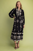 Image of GiGiO Embroidered V-Neck Midi Dress - Black