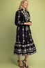 Image of GiGiO Embroidered V-Neck Midi Dress - Black