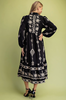 Image of GiGiO Embroidered V-Neck Midi Dress - Black