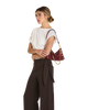 Image of Hammitt Kyle Small Shoulder Bag - Cherrywood Suede/Brushed Gold