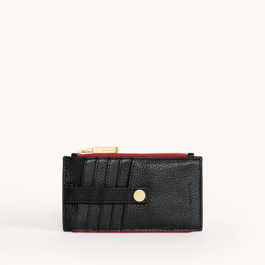 Hammitt 210 West Wallet - Black/Brushed Gold/Red Zip