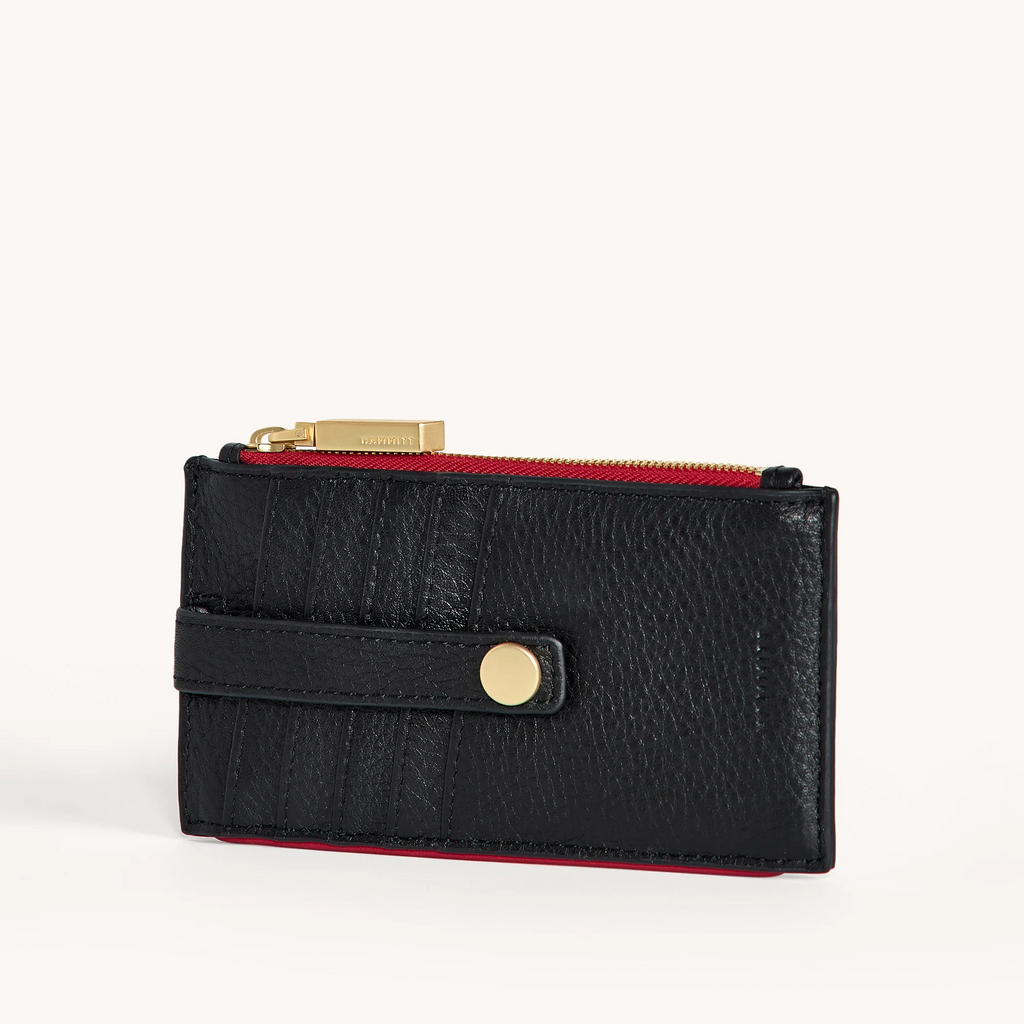 Hammitt 210 West Wallet - Black/Brushed Gold/Red Zip