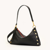 Image of Hammitt Kyle Medium Shoulder Bag - Black/Brushed Gold/Red Zip
