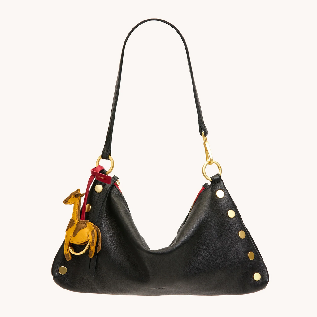 Hammitt Kyle Medium Shoulder Bag - Black/Brushed Gold/Red Zip