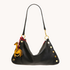 Image of Hammitt Kyle Medium Shoulder Bag - Black/Brushed Gold/Red Zip