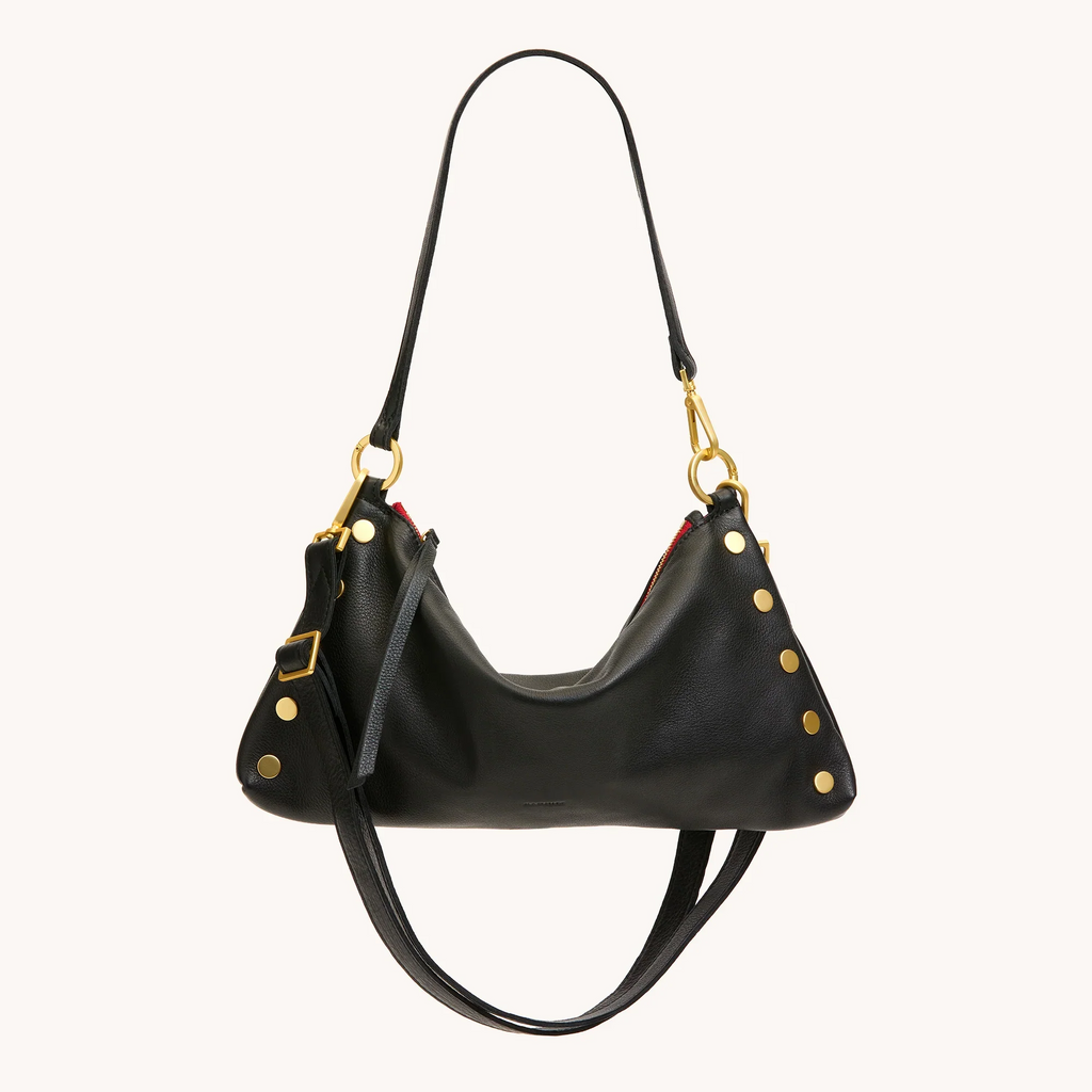 Hammitt Kyle Medium Shoulder Bag - Black/Brushed Gold/Red Zip