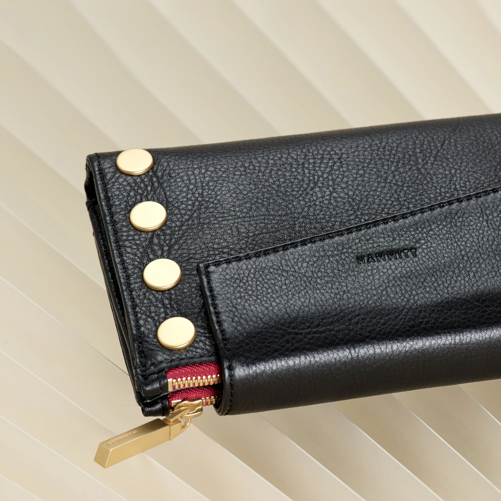 Hammitt Levy Wallet - Black/Brushed Gold/Red Zip