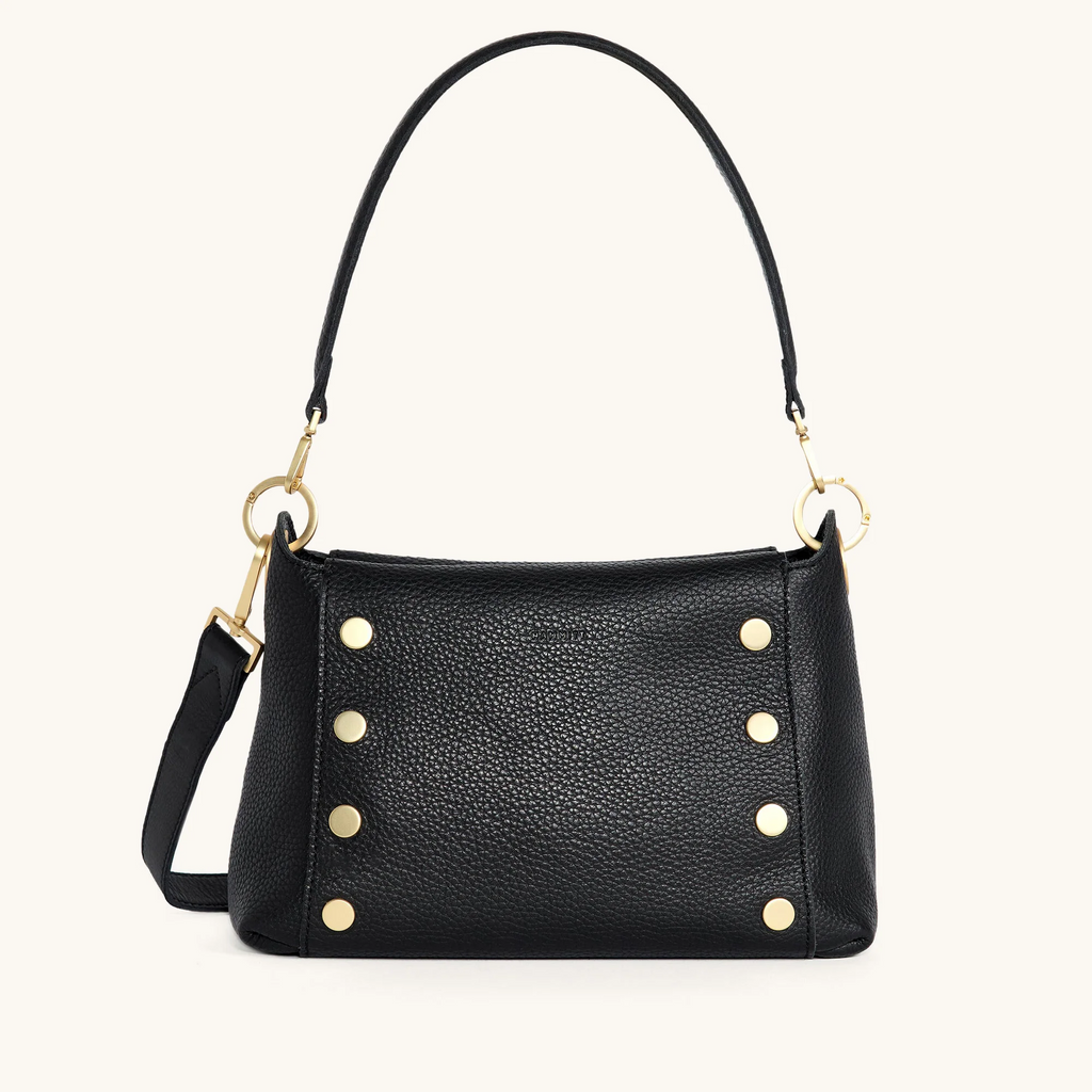 Hammitt Bryant Medium Shoulder Bag - Black/Brushed Gold/Red Zip