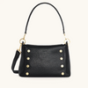 Image of Hammitt Bryant Medium Shoulder Bag - Black/Brushed Gold/Red Zip