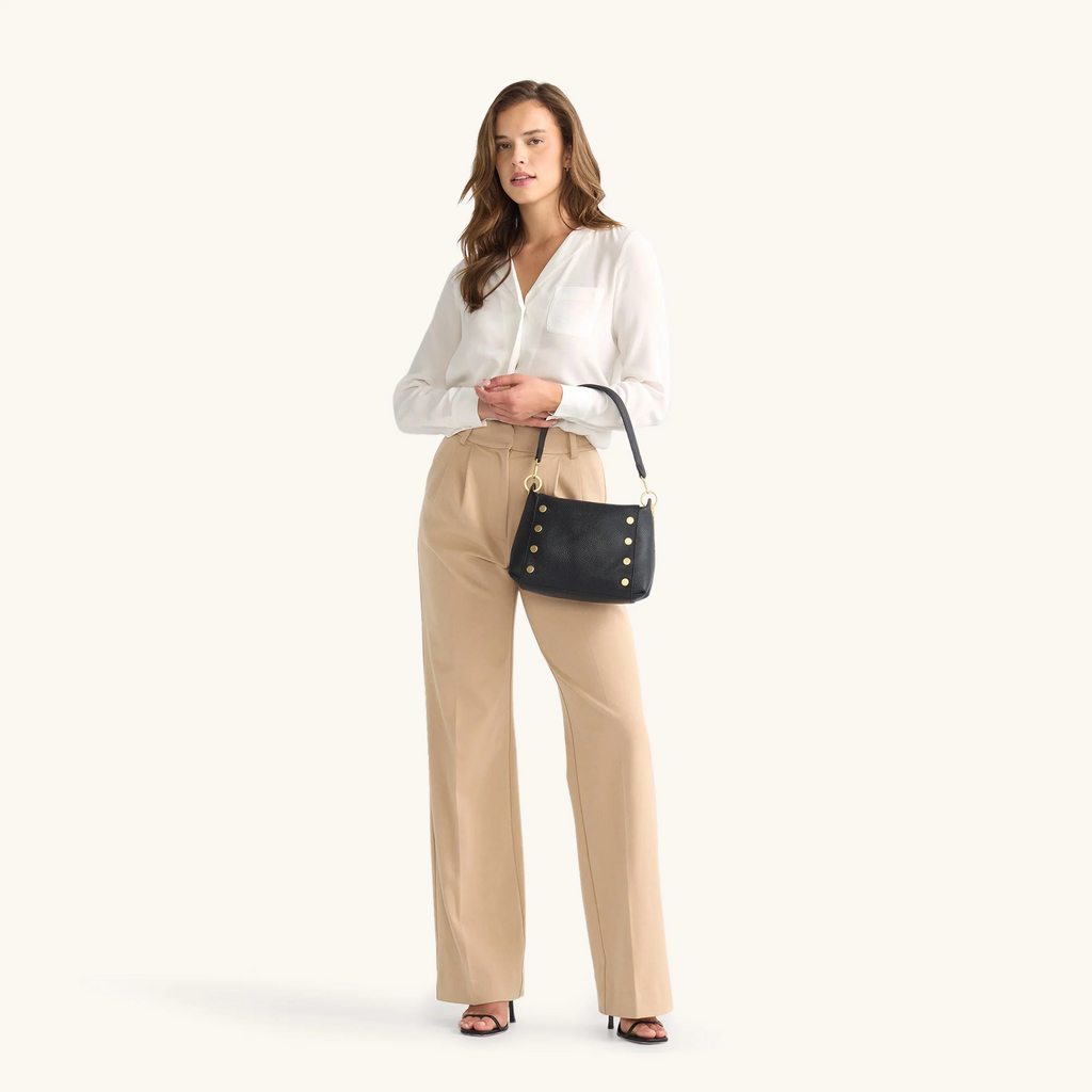 Hammitt Bryant Medium Shoulder Bag - Black/Brushed Gold/Red Zip