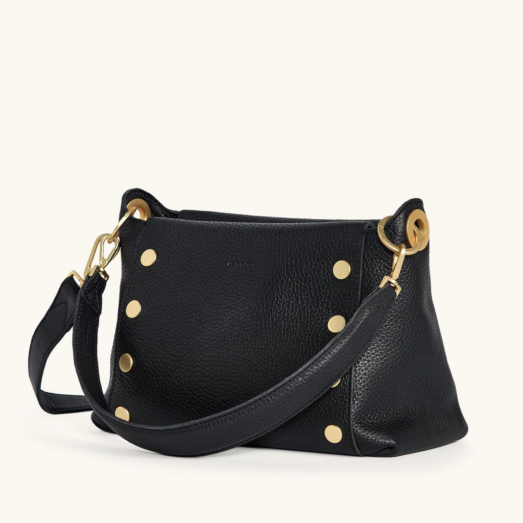 Hammitt Bryant Medium Shoulder Bag - Black/Brushed Gold/Red Zip