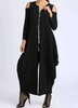 Image of IC Collection Long Sleeve Cold Shoulder Zip Front Jumpsuit - Black *Take 35% Off*