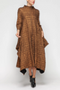 Image of IC Collection 3/4 Sleeve Mock Neck Swing Dress - Copper
