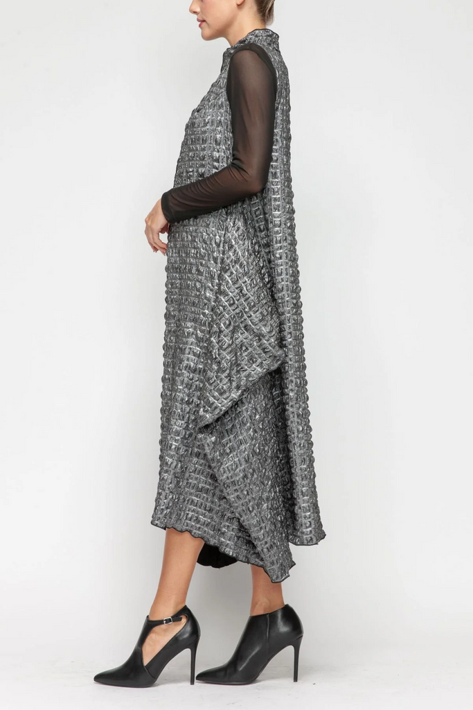 IC Collection Mock Neck Sleeveless Swing Dress - Silver