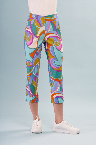 Insight New York Cuffed Stretch Techno Crop Pant - Spring Pucci Print