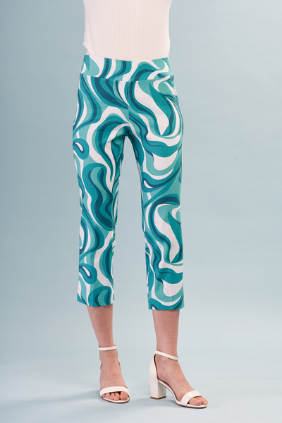 Insight New York Stretch Techno Crop Pant - Turquoise Pucci Print