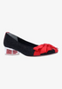 Image of J. Reneé Pearl Heel Bow Detail Crystal Embellished Pump - Black/Red