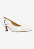 Image of J. Reneé Kendry Grosgrain Flower Detail Patent Slingback Pump - White