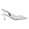 Image of J. Reneé Ferryanne Rhinestone Embellished Vinyl Kitten Heel Slingback - Clear/Silver