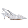 Image of J. Reneé Ferryanne Rhinestone Embellished Vinyl Kitten Heel Slingback - Clear/Silver