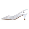 Image of J. Reneé Ferryanne Rhinestone Embellished Vinyl Kitten Heel Slingback - Clear/Silver