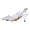 Image of J. Reneé Ferryanne Rhinestone Embellished Vinyl Kitten Heel Slingback - Clear/Silver