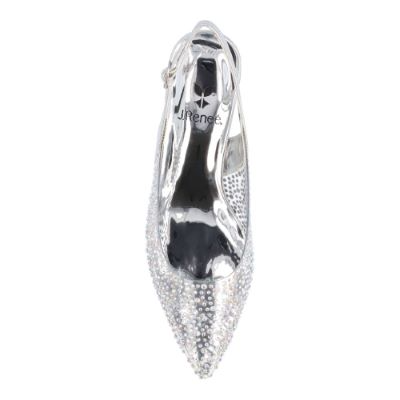 J. Reneé Ferryanne Rhinestone Embellished Vinyl Kitten Heel Slingback - Clear/Silver