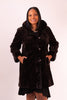 Image of Rippe's Furs Reversible Diamond Sheared Mink Fur Stroller with Long Hair Full Skin Mink Fur Trim - Brown