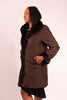 Image of Rippe's Furs Reversible Diamond Sheared Mink Fur Stroller with Long Hair Full Skin Mink Fur Trim - Brown