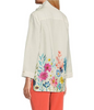 Image of John Mark Floral Border Button Front Linen Blouse - White/Multicolor